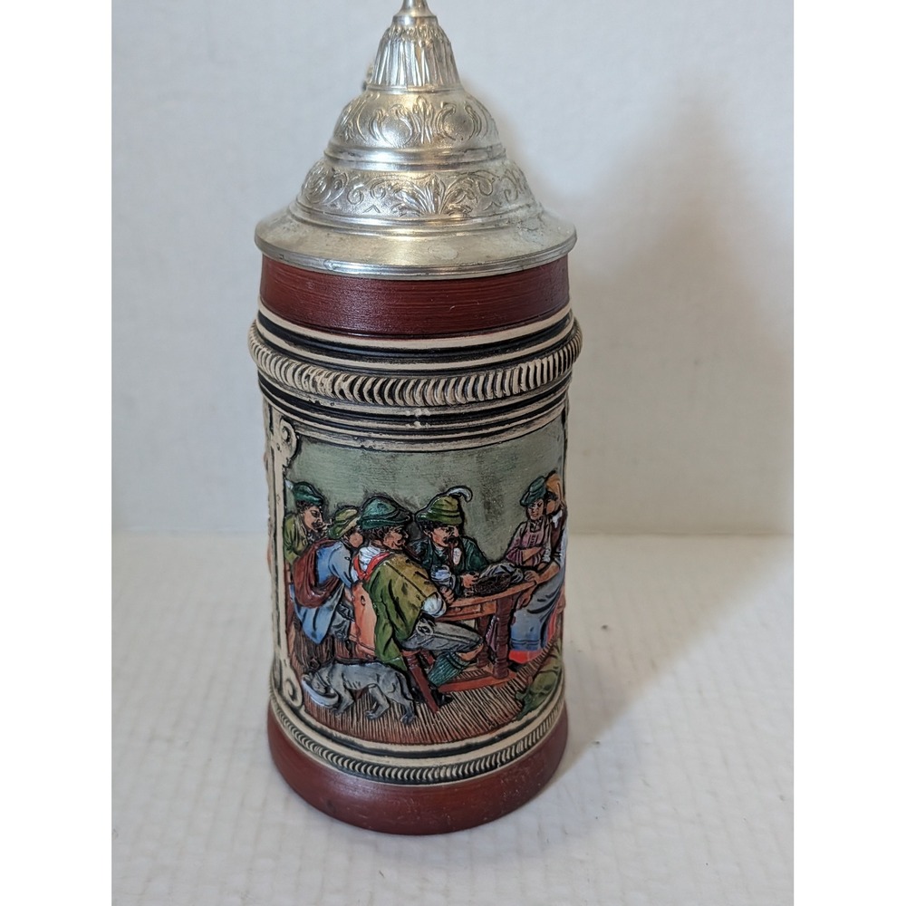 Vintage Original Thewalt Alt-Grenzau 1894 German Lidded Beer Stein Pewter